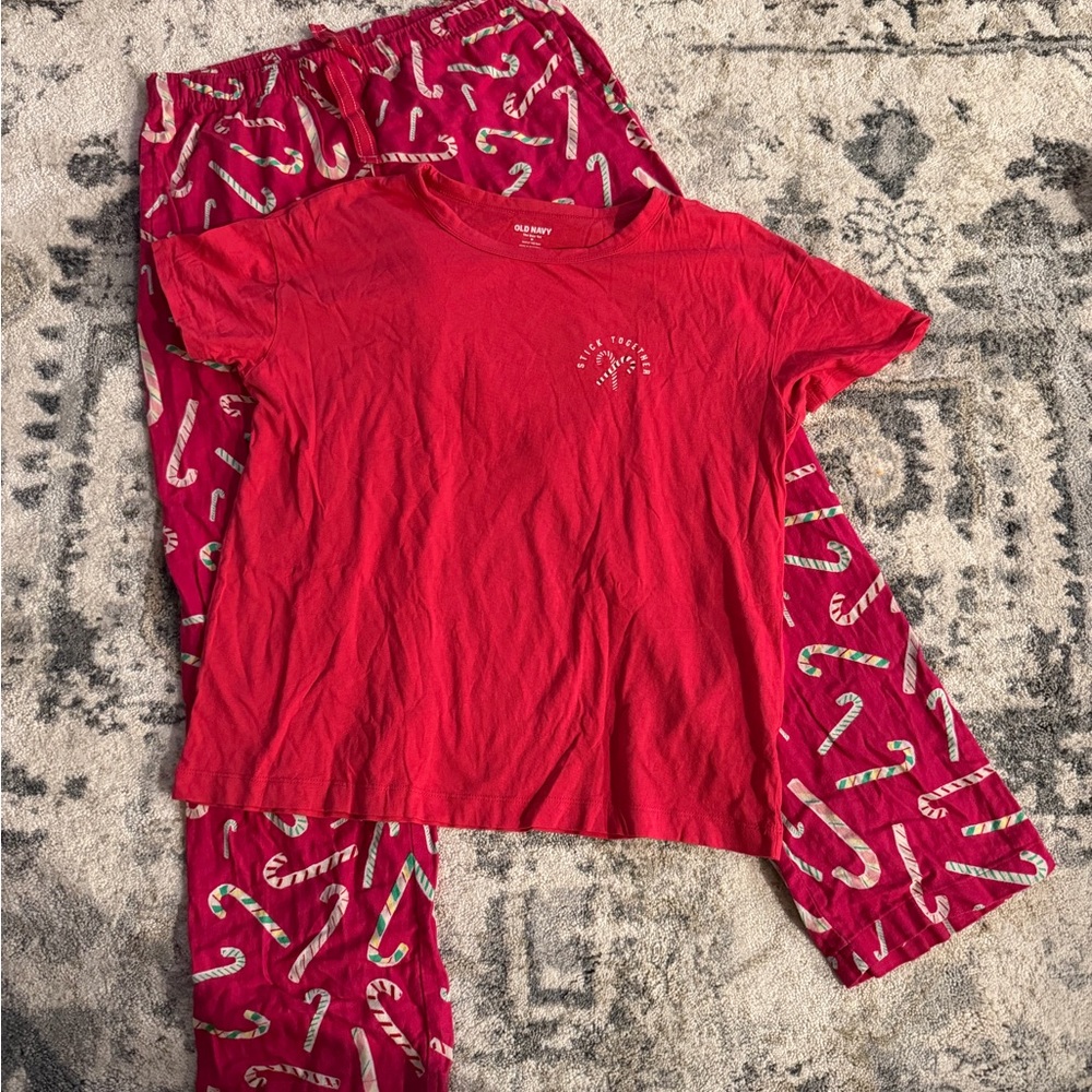 Old Navy Red Candy Cane Pajama Set